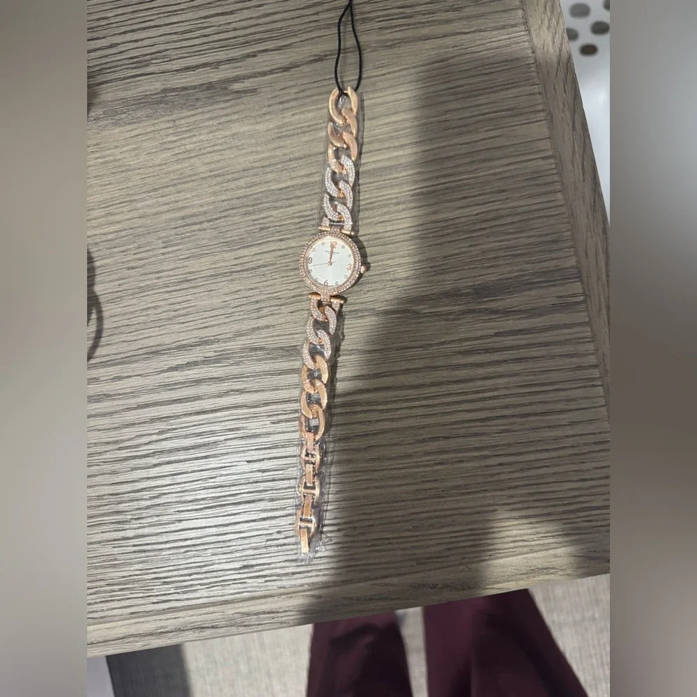 NWT Akribos XXIV Women's AK756SS "Brillianaire" Crystal-Accented ROSE GOLD - Picture 2 of 7